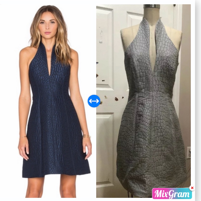 Halston Heritage Low Cut Halter Jacquard Dress